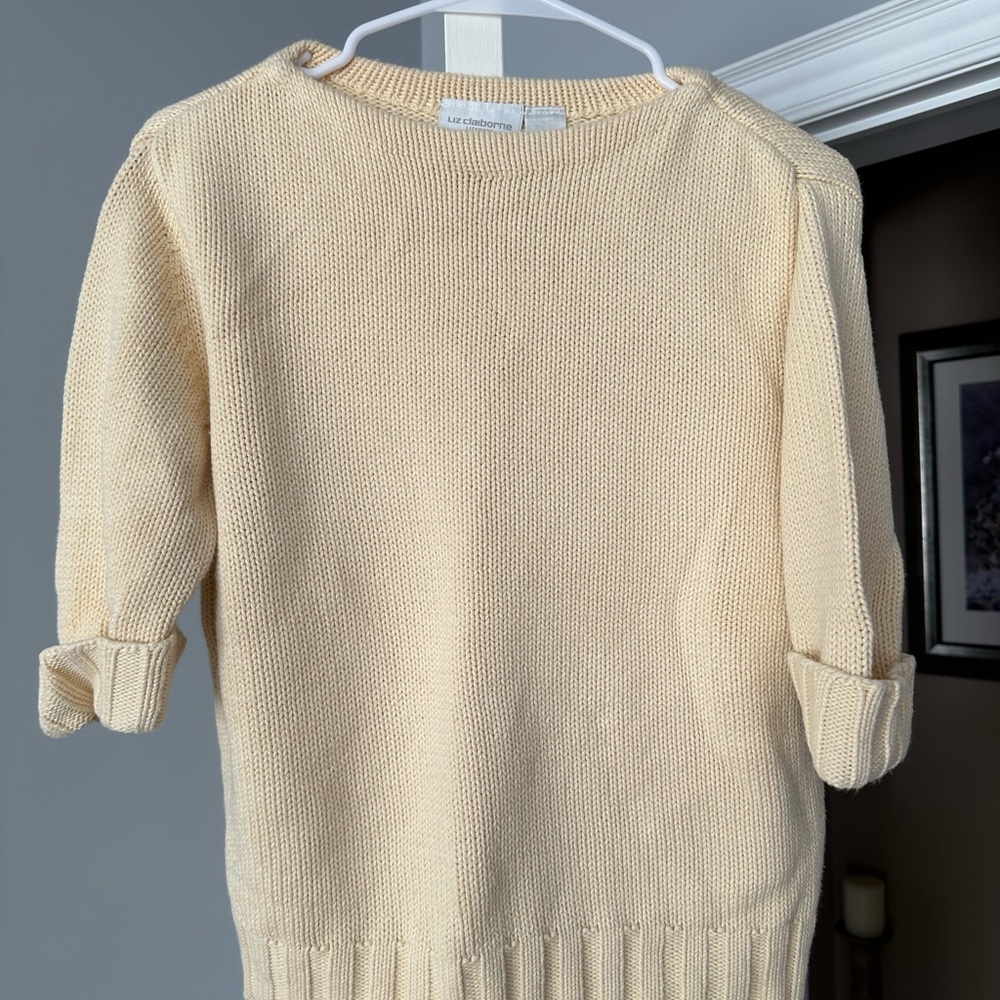 LIZ CLAIBORNE Ecru Knit Sweater